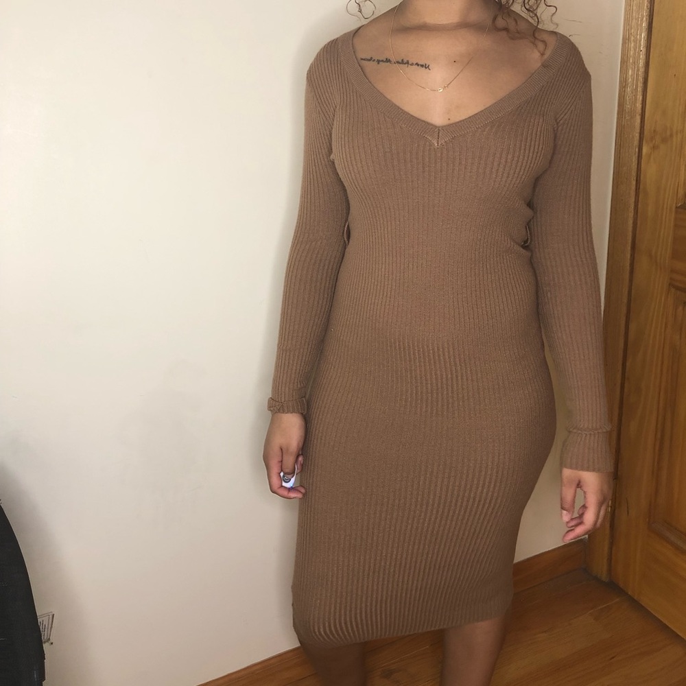 Long sleeve fitted sweater dress